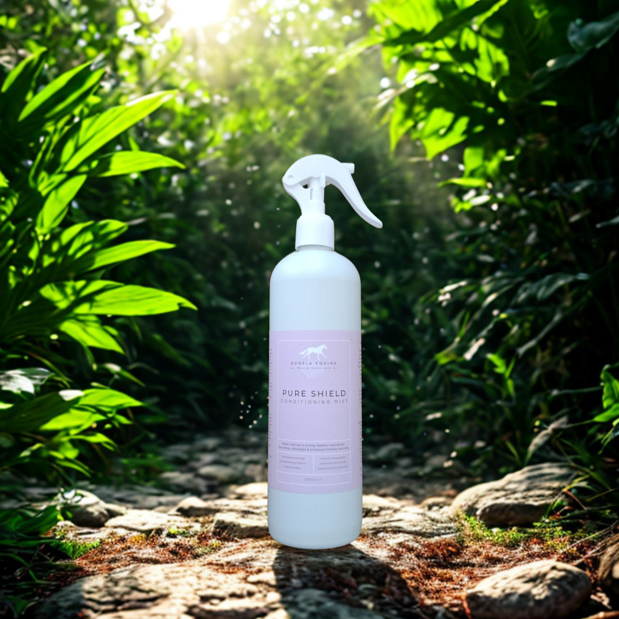 pure shield conditioning mist set in natural landscape